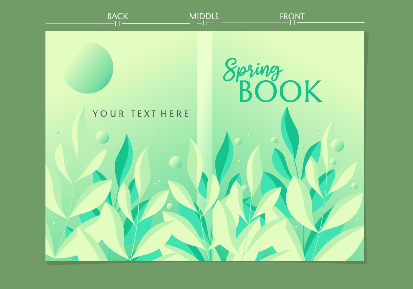 Green color cover page template. background with hand drawn leaf pattern for notebook, planner, brochure, book, catalog. design illustration vector