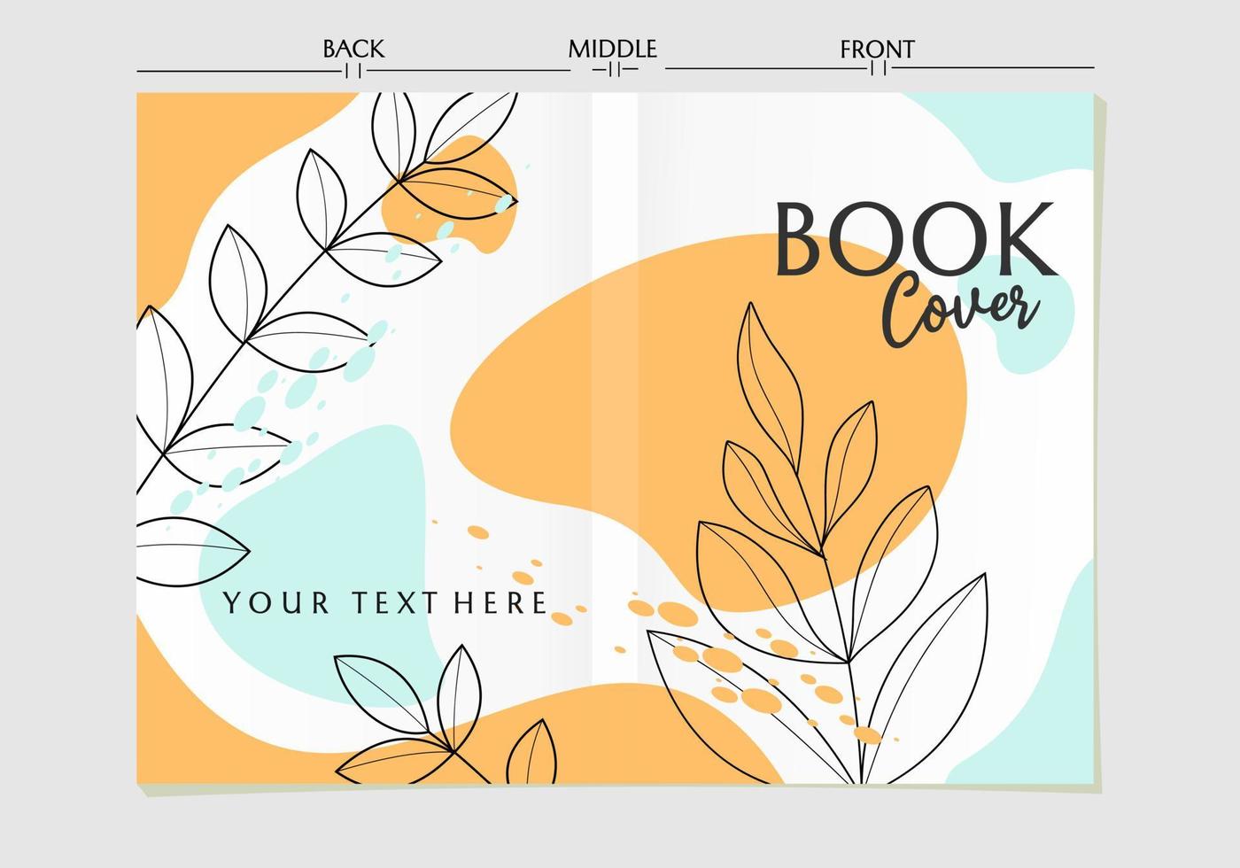 Pastel color cover page template. aesthetic background with hand drawn leaf pattern for notebook, planner, brochure, book, catalog etc. vector