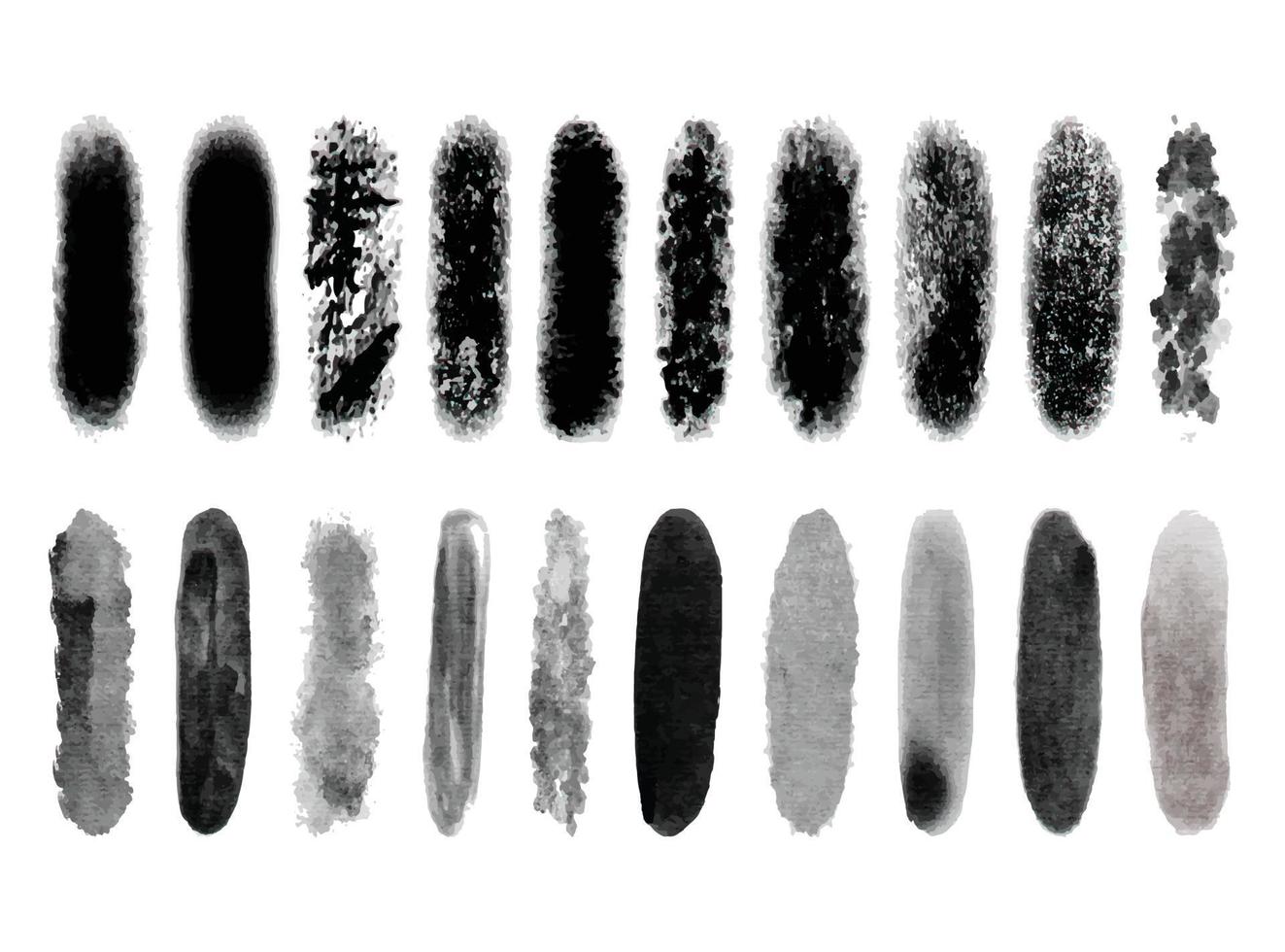 Black set paint, ink brush, brush strokes, brushes collection brush stroke paint boxes white background vector