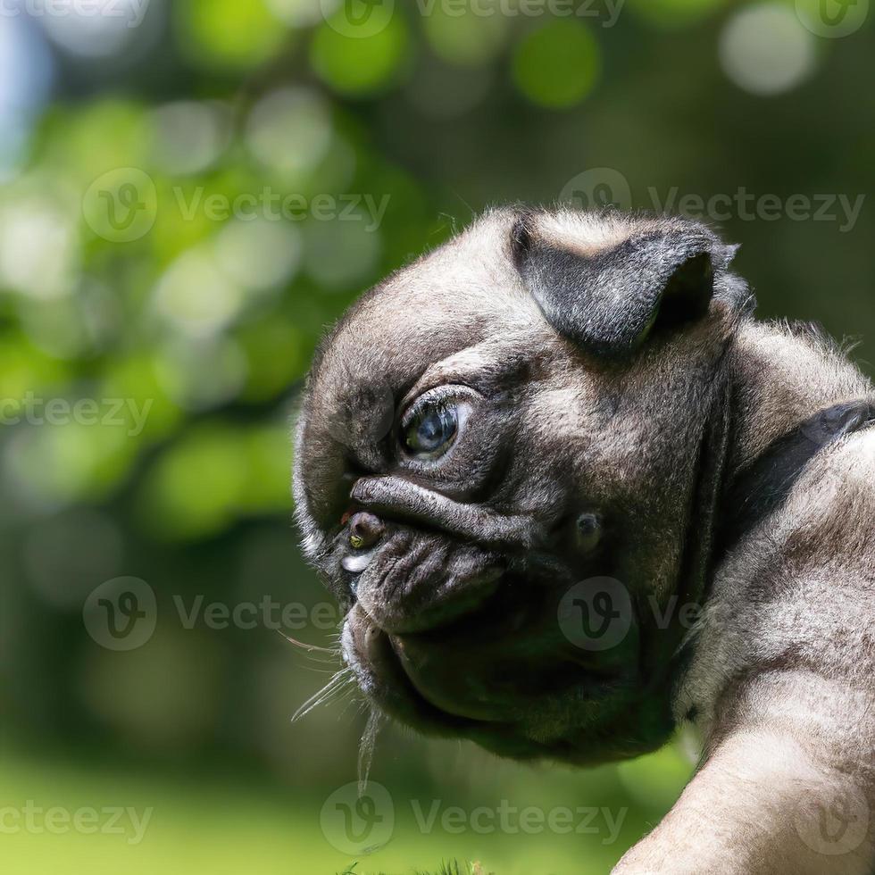 cute puppy dog with green grass bokeh background premium photo