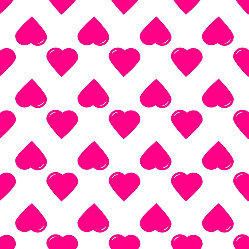 Seamless pattern of staggered pink hearts on a white background. Illustration vector