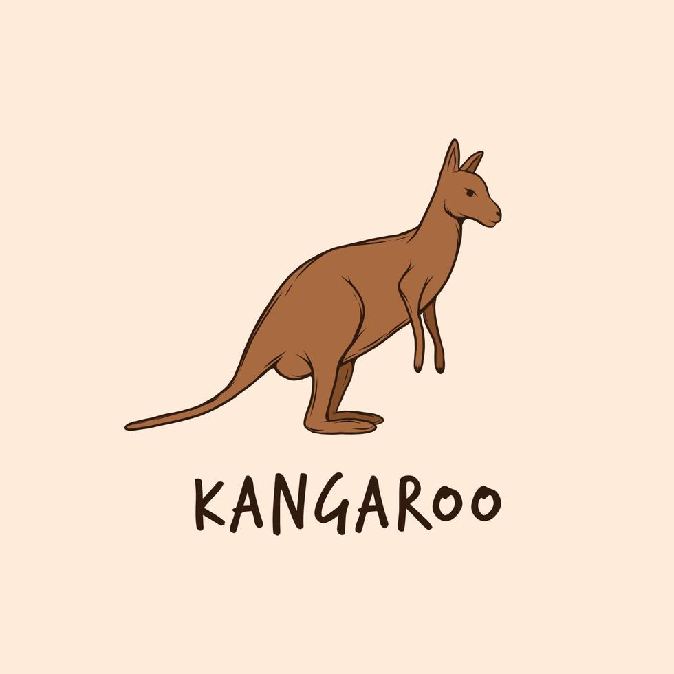 cartoon kangaroo logo hand drawn design vector