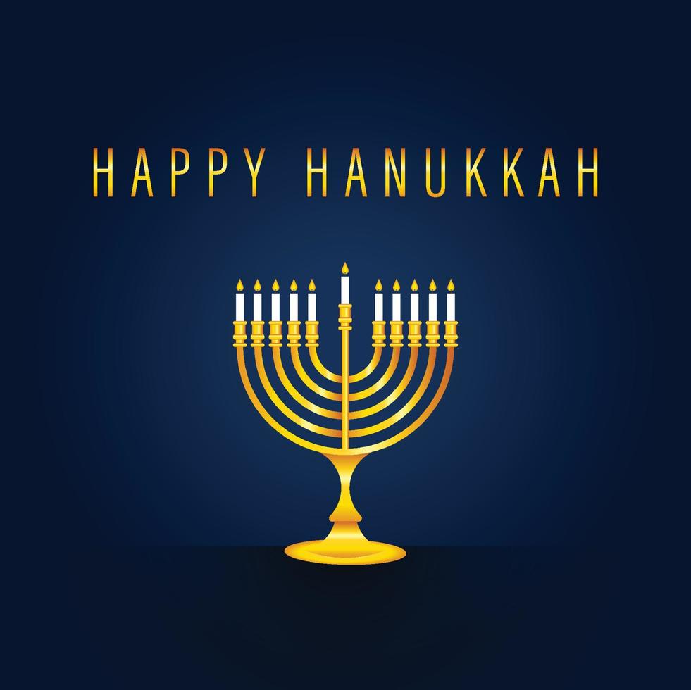 fiesta judía. feliz día judío de hanukkah. vector de hanukkah con icono de menorá de oro. tarjeta de felicitación festiva judía