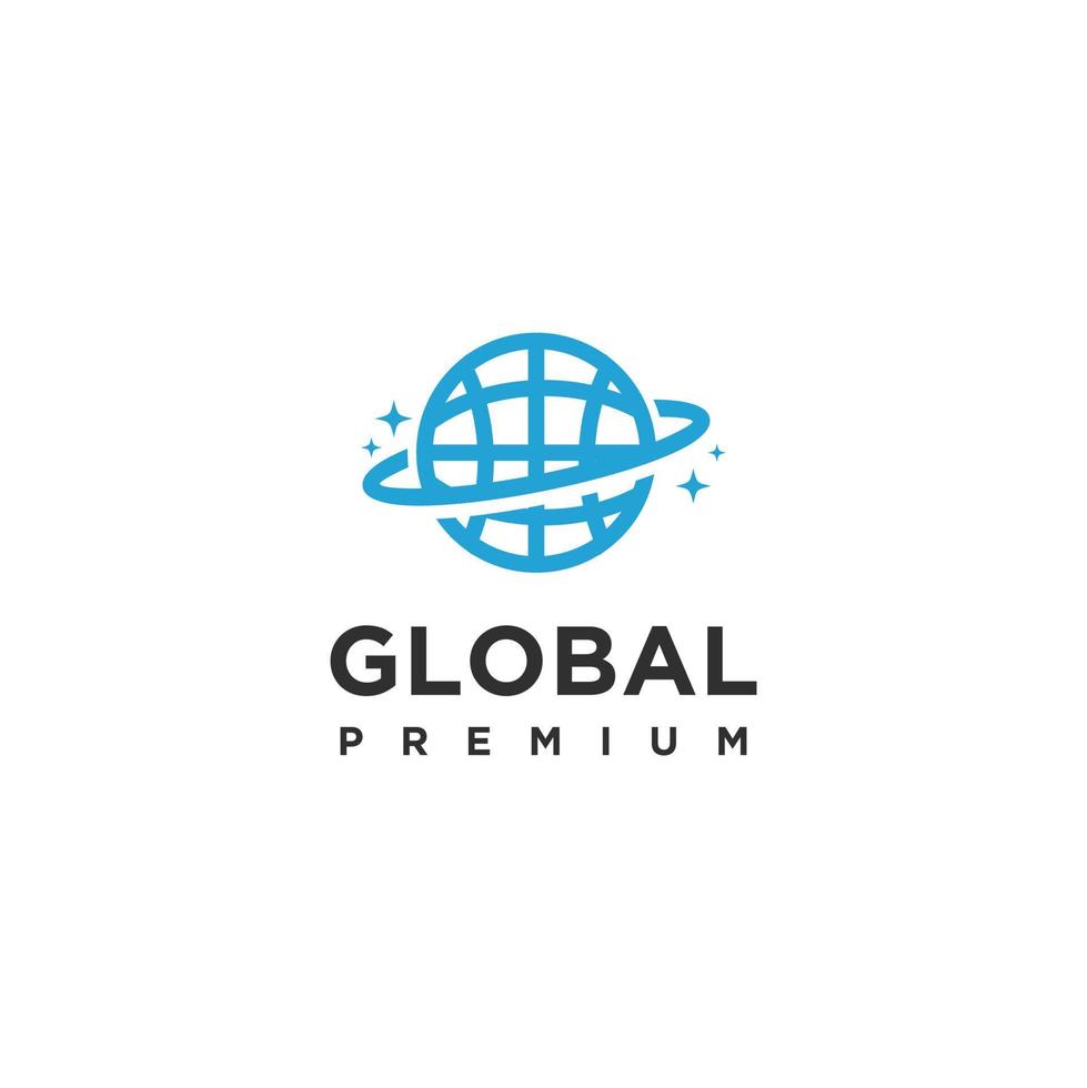 Earth globe concept logo design with sparkles vector