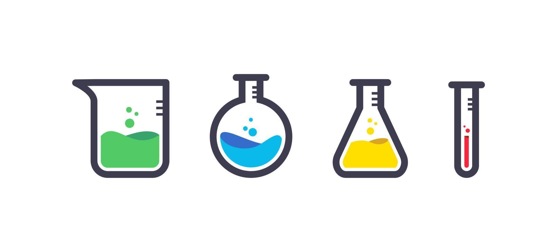 Glass lab simple design, simple glass lab set vector