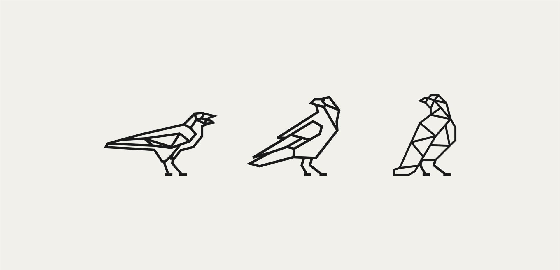 Crows line art, simple crows masculine line art vector