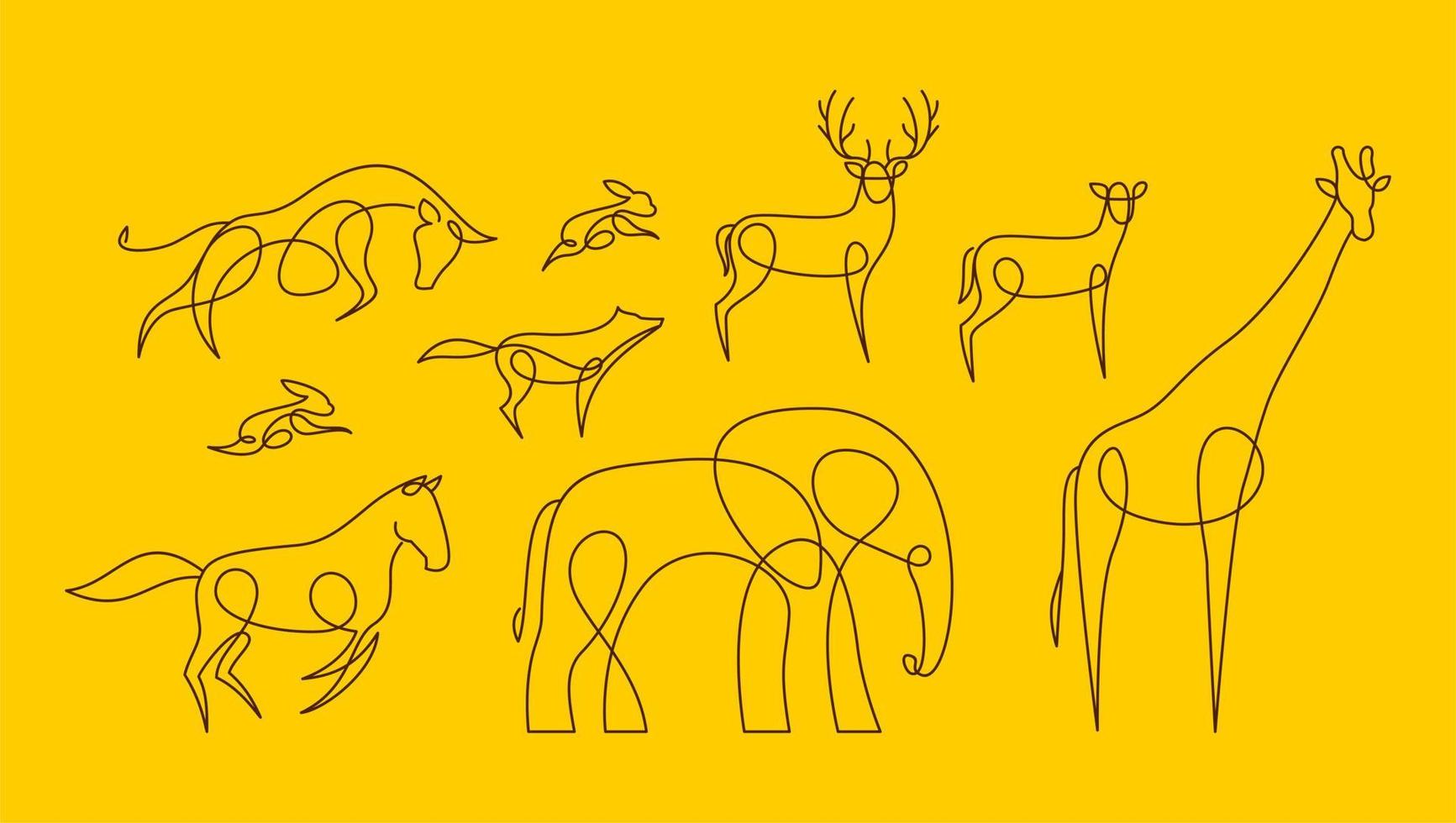 animales simple vector línea arte