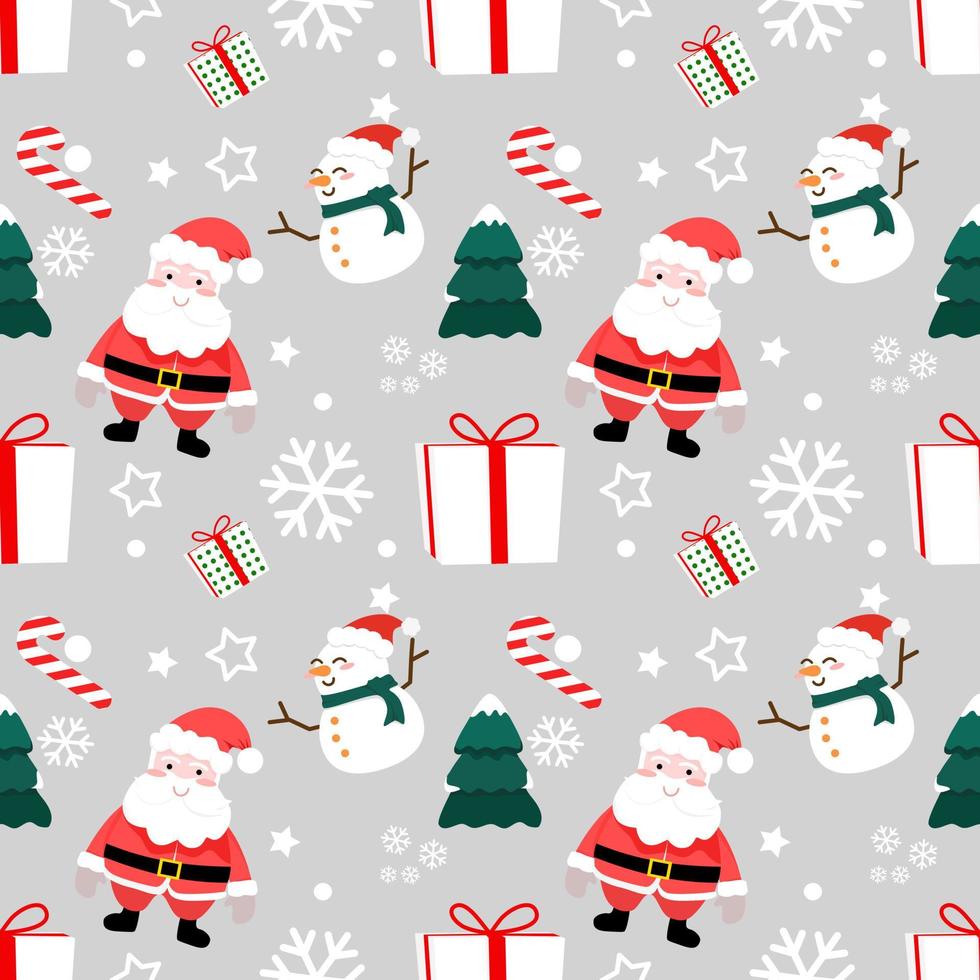 seamless pattern of Santa Claus,snowman and snowflakes Design ideas for gift wrapping paper,book covers or fabric prints for Christmas and New Year festivals.vector illustration vector