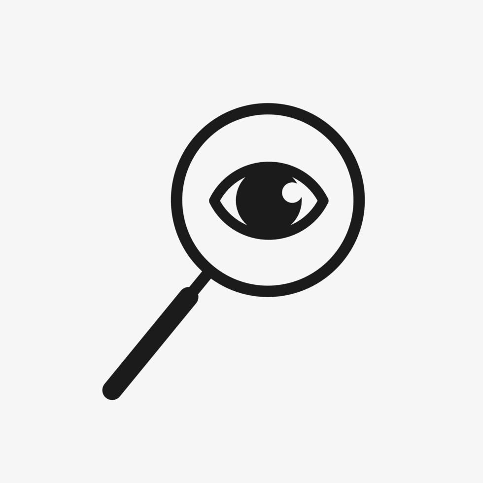 icono de lupa con ojo aislado sobre fondo blanco vector