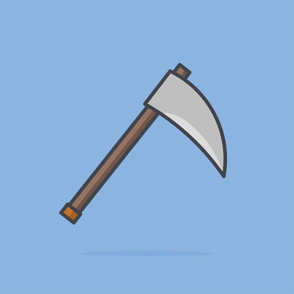 scythe flat vector icon illustration on blue background