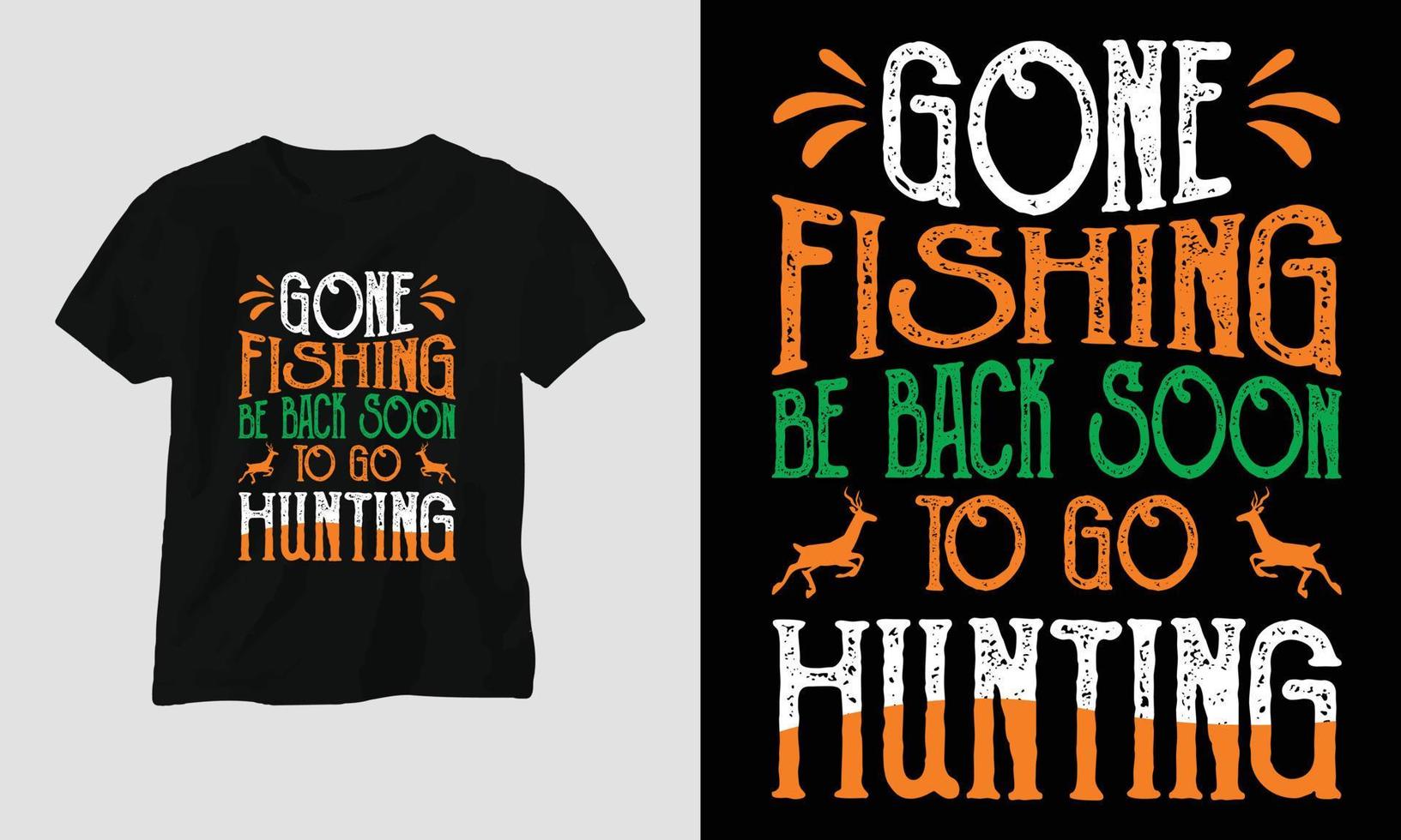 Gone Fishing - Fishing Typography T-shirt Design vector