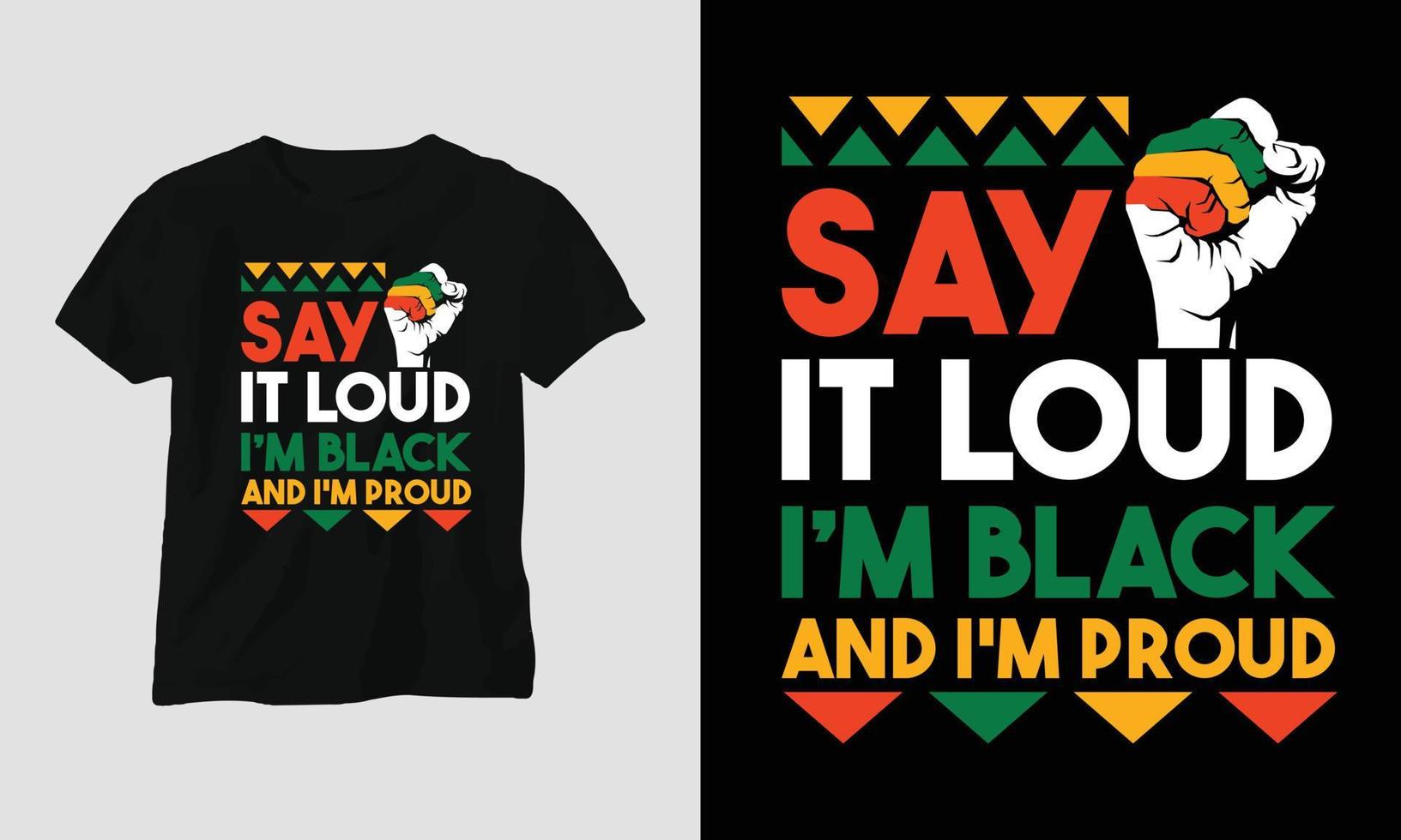 say it loud im black and im proud Black History Month Tshirt