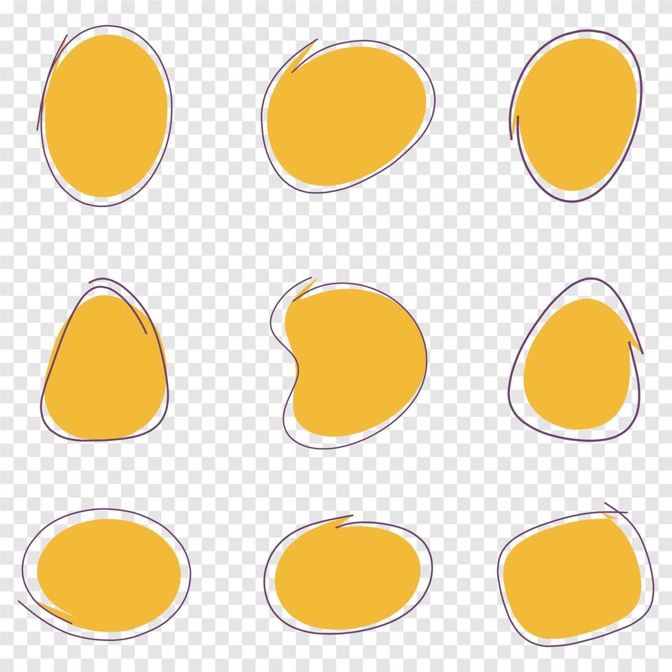 Text icon set hand drawn lines with highlights vector