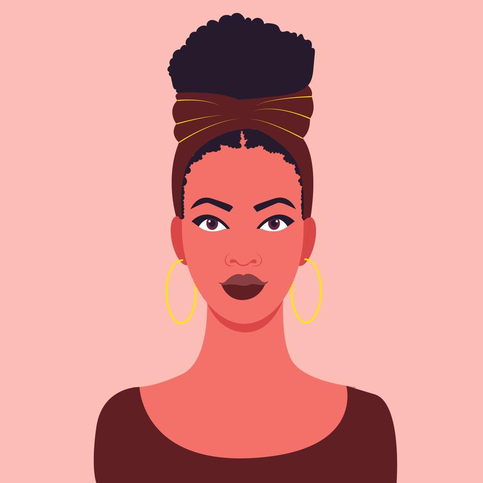 Avatar of a girl with a scarf on her head for a social network. Portrait. Vector flat illustration