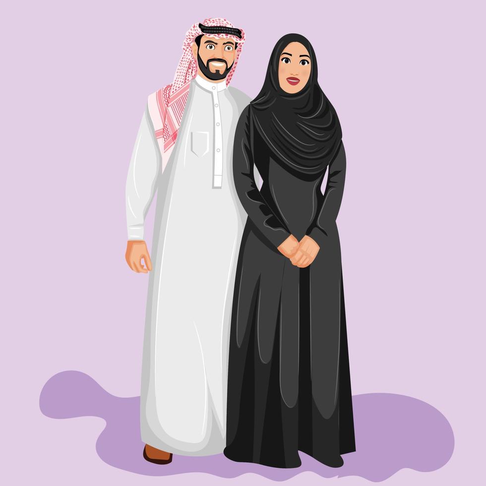 concepto de amor joven amorosa pareja árabe sonriente disfrutando del tiempo juntos ilustración vectorial. vector