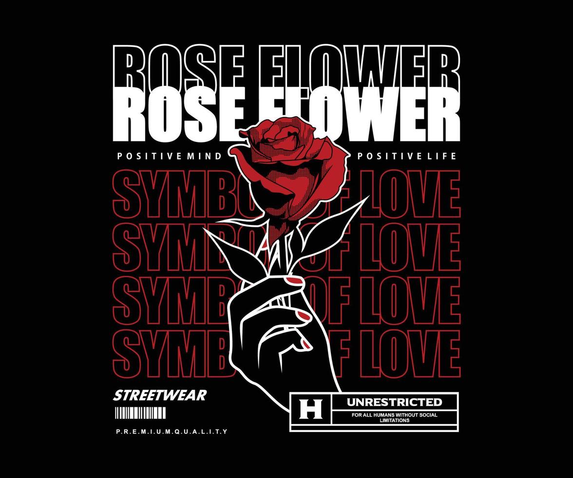 Aesthetic illustration of rose flower t shirt design, vector graphic, typographic poster or tshirts street wear and Urban style