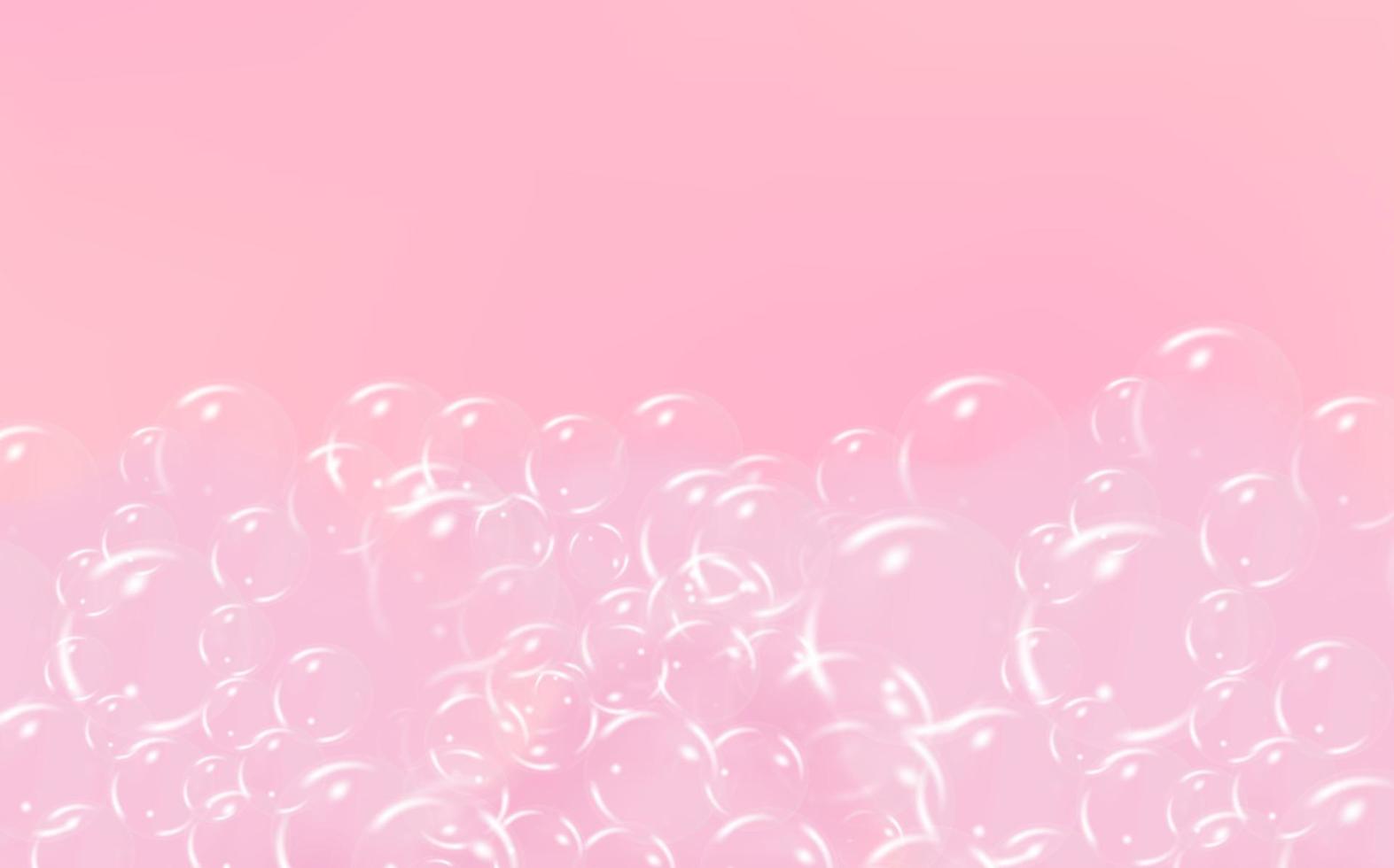 Background of bath  pink foam isolated on transparent background. Shampoo bubbles texture.Sparkling shampoo and bath lather, vector illustration.
