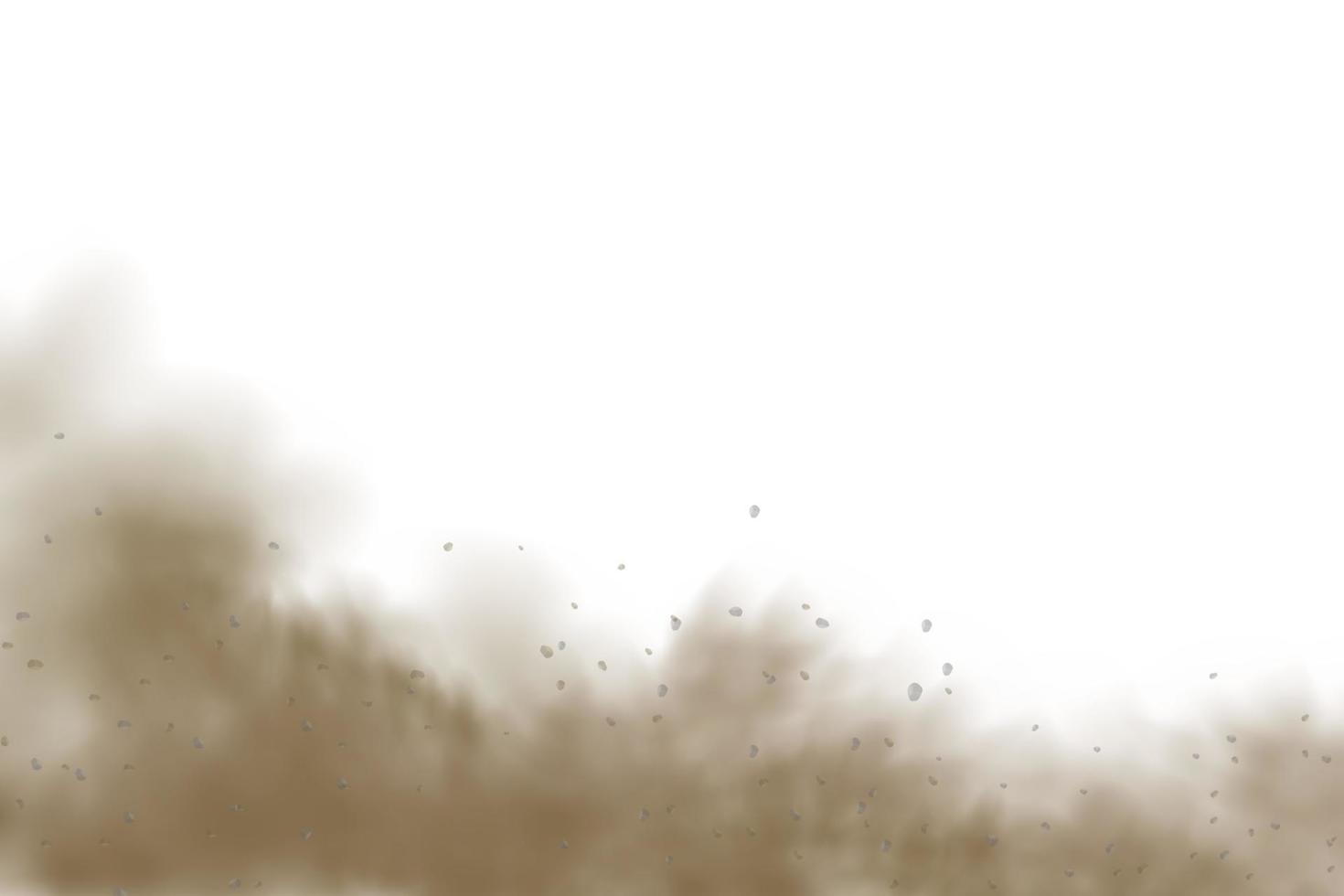Background of a cloud of brown dust and sand with particles of flying dry sand and dirt. vector
