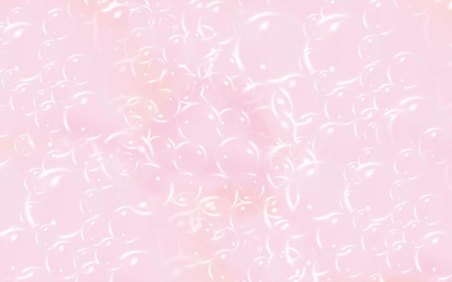 Background of bath  pink foam isolated on transparent background. Shampoo bubbles texture.Sparkling shampoo and bath lather, vector illustration.