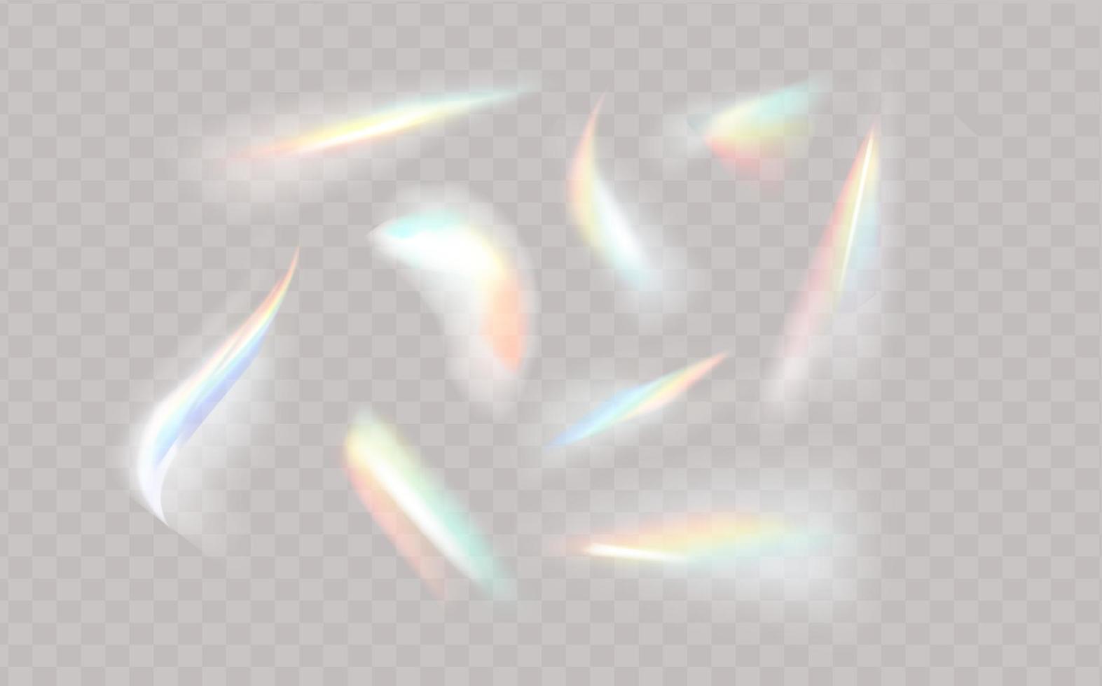 Rainbow highlights on a black background.Glare or reflection from water and glass.Glittering  particles for social media backgrounds, product presentations, photo shots. vector