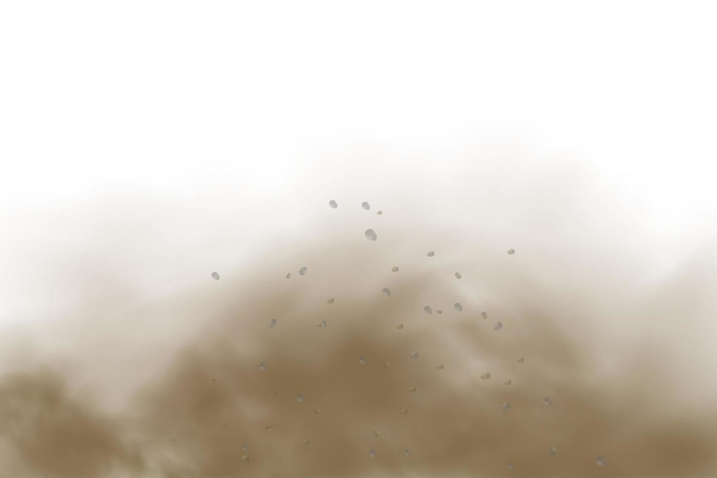 Background of a cloud of brown dust and sand with particles of flying dry sand and dirt. vector