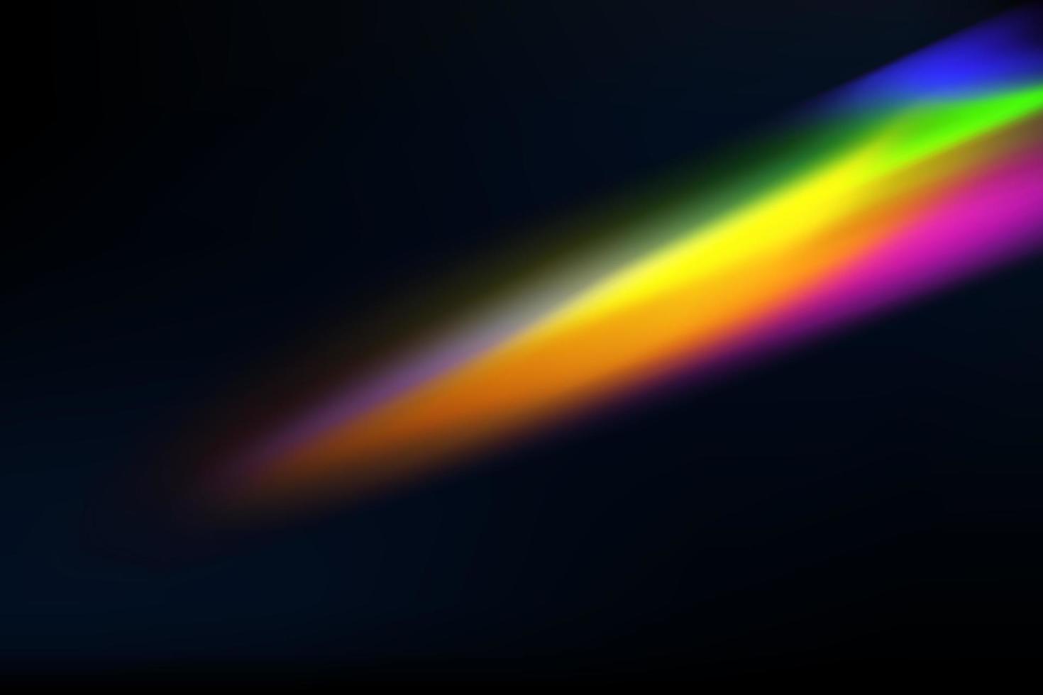 Rainbow highlights on a black background.Glare or reflection from water and glass.Glittering  particles for social media backgrounds, product presentations, photo shots. vector