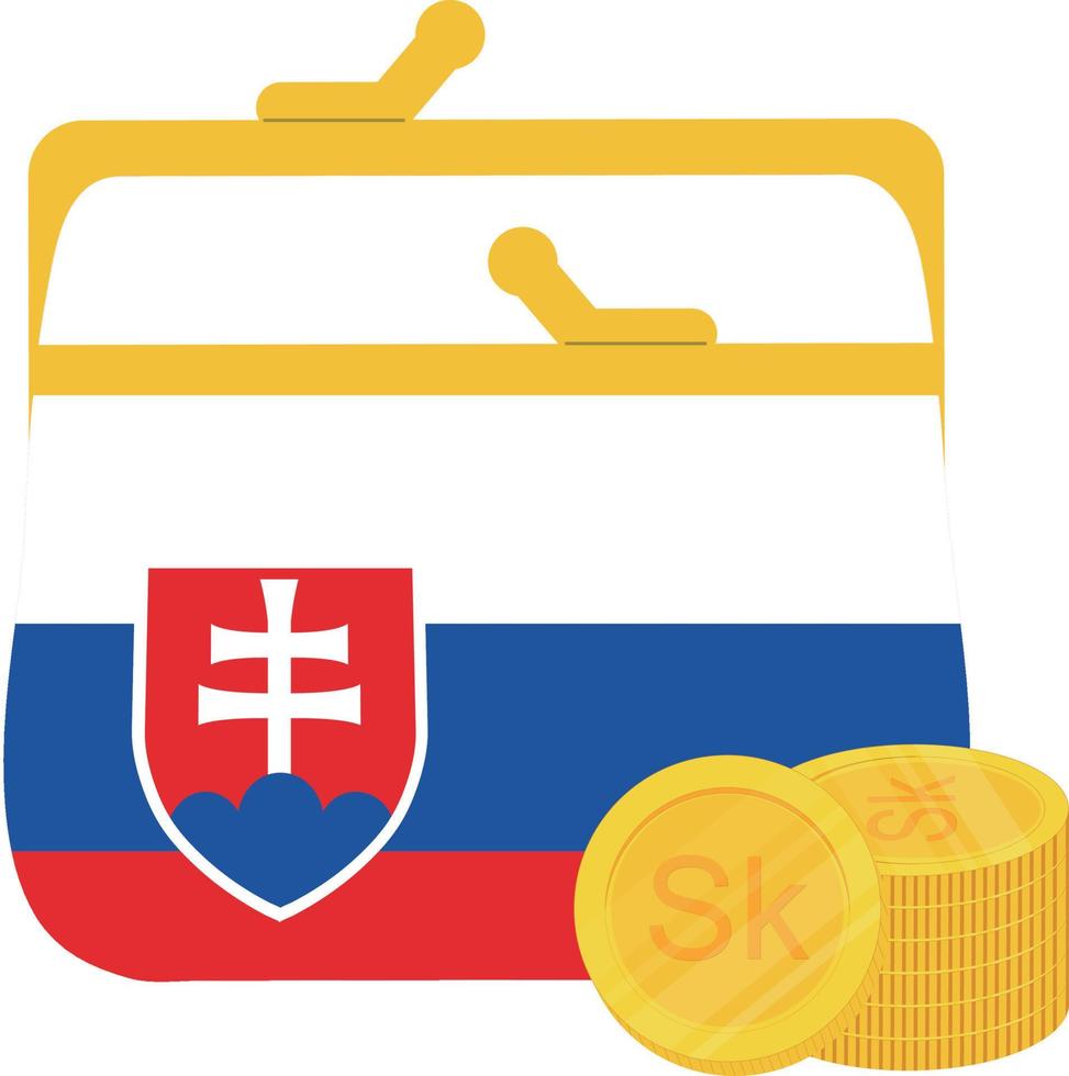 Slovakia hand drawn flag, Slovak koruna hand drawn vector