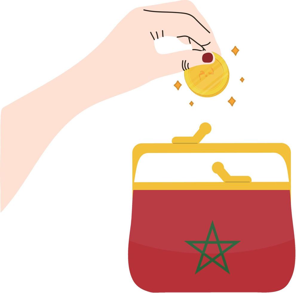Moroccan hand drawn flag, Moroccan dirham  hand drawn vector