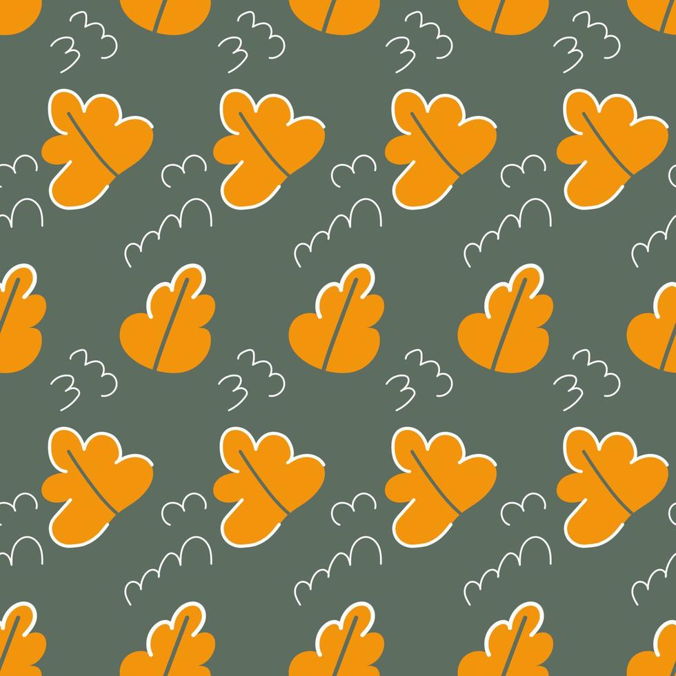 Autumn oak eaves seamless pattern vector illustration