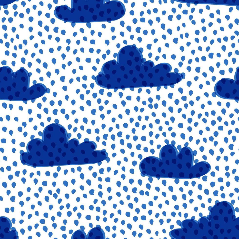 nubes y gotas de lluvia patrón sin costuras ilustración vectorial vector