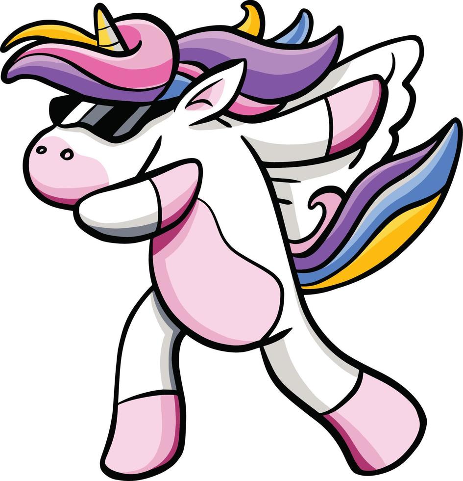 cute funny unicorn dabbing princess pose vector