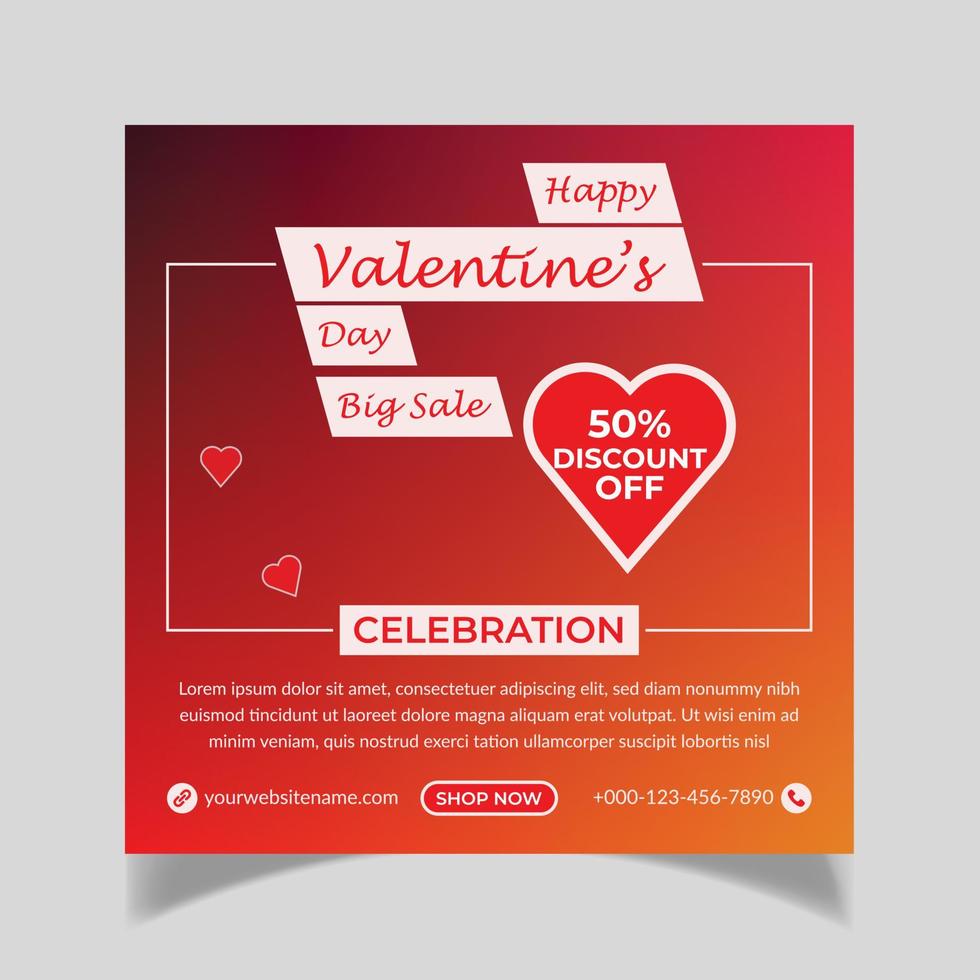 diseño de plantilla de publicación de redes sociales de feliz día de san valentín vector