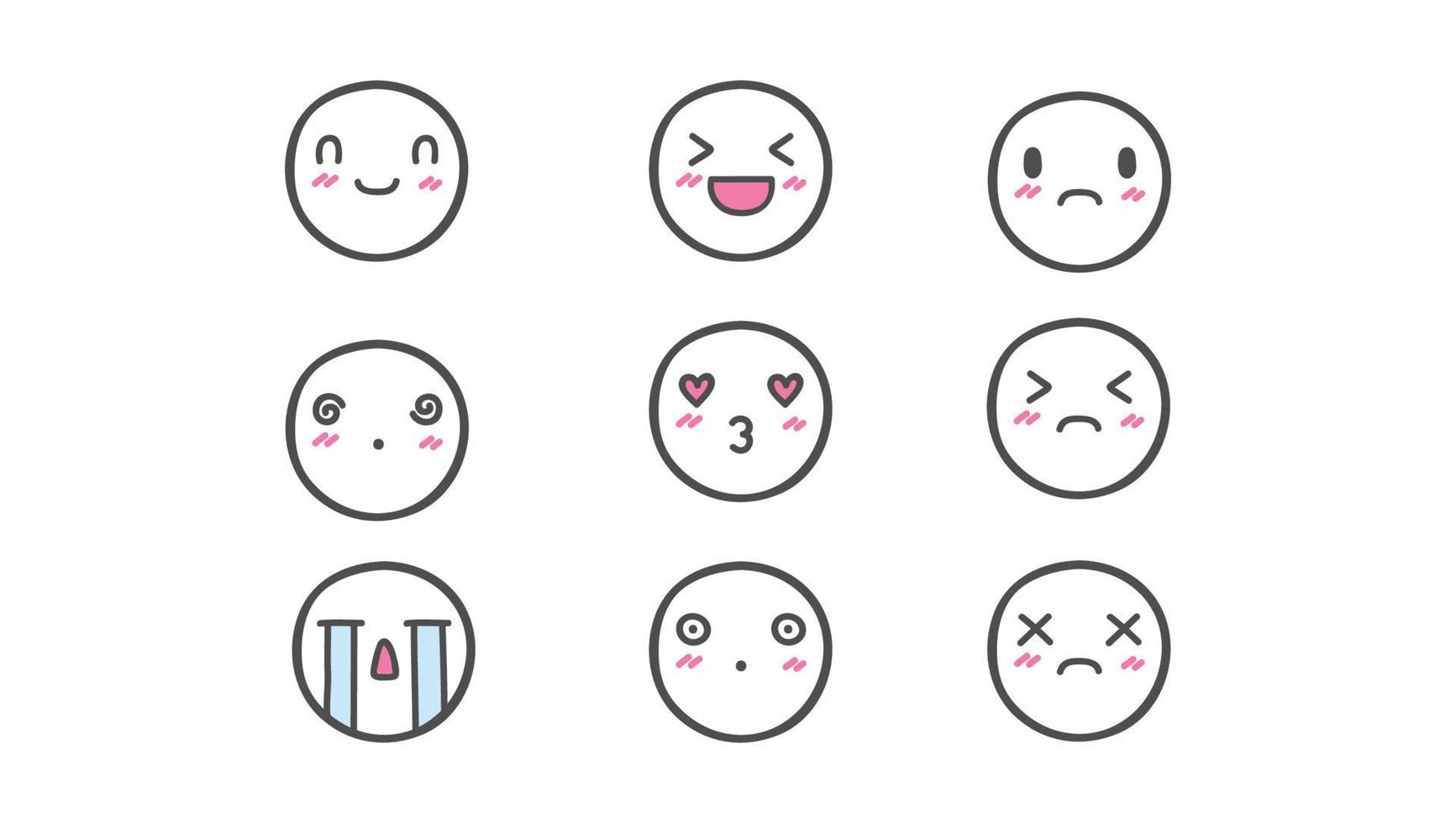 Big set of emoticon smile icons. Cartoon emoji set. Vector emoticon set Free Vector