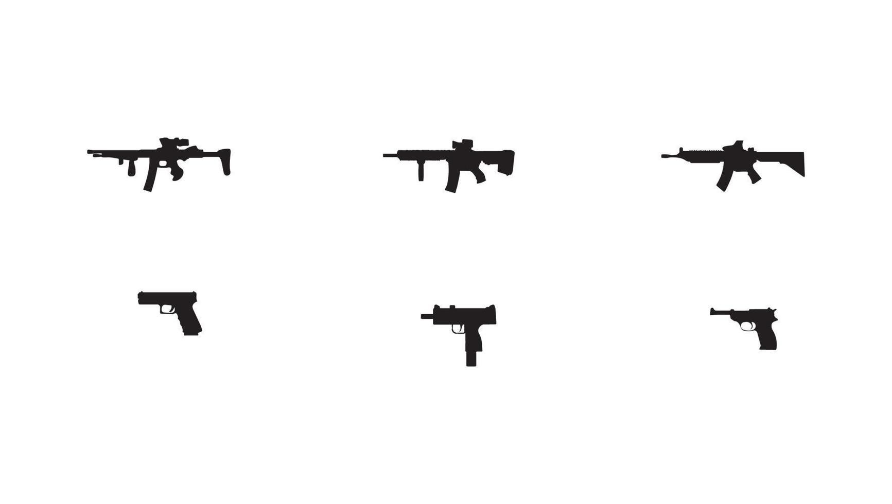 Set of various weapons silhouettes Free Vector