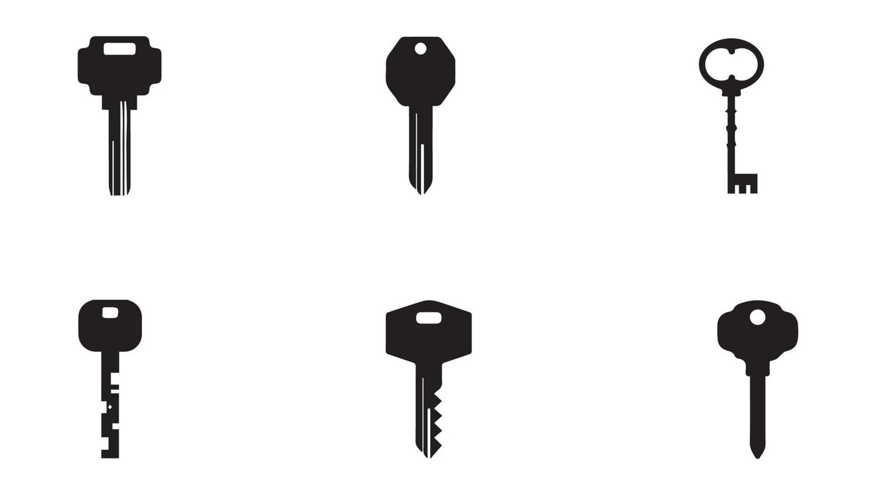 Set of keys silhouettes Free Vector