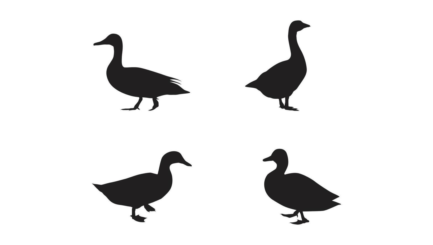 Collection of Duck Silhouette in different poses Free Vector