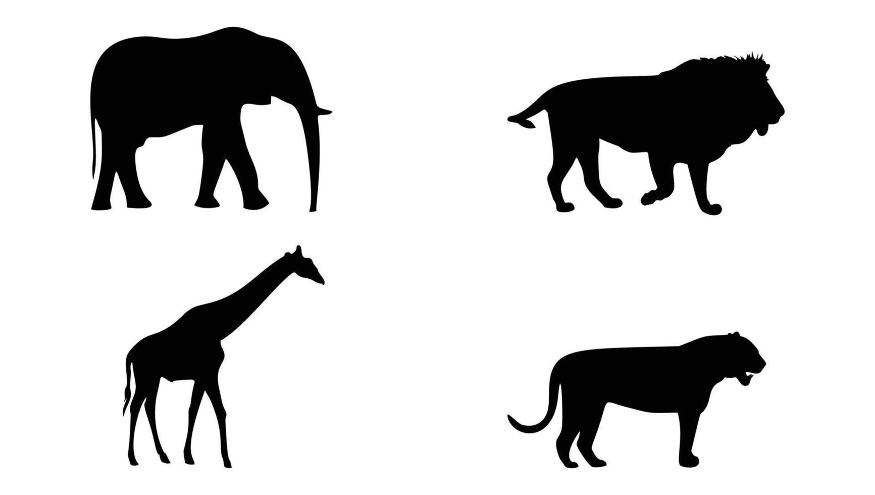 conjunto de siluetas de animales salvajes vector gratis