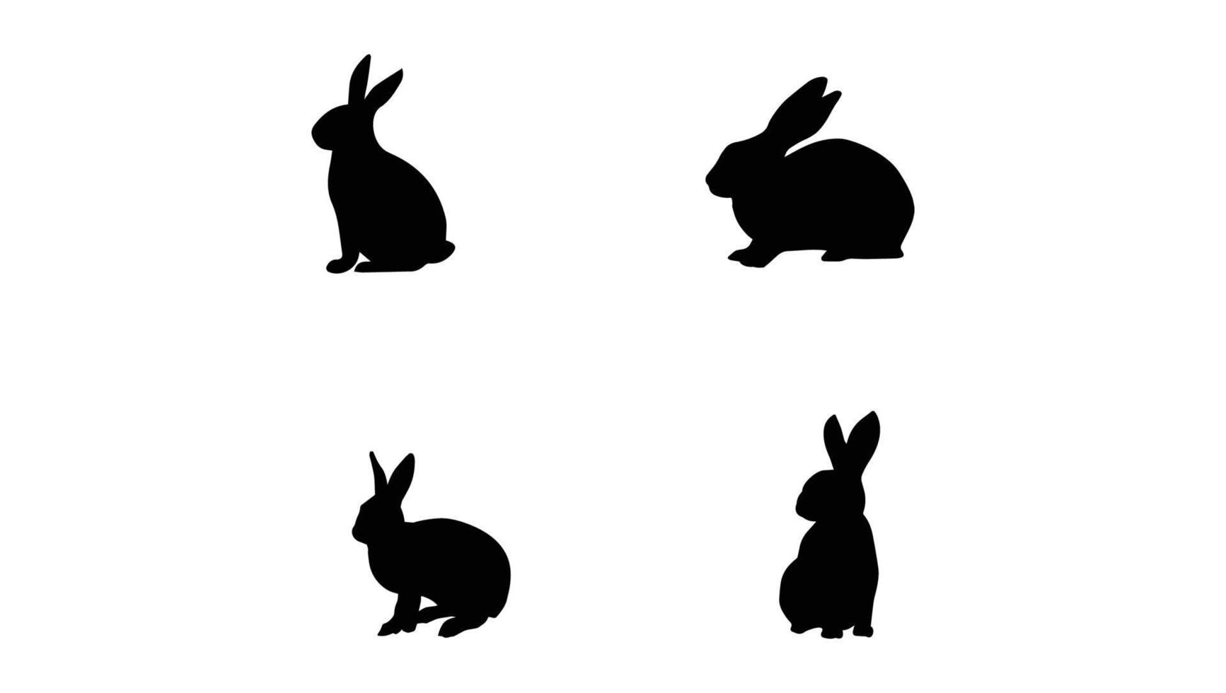 Rabbit black silhouettes collection Free Vector