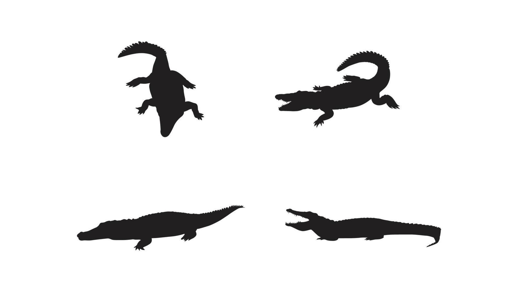 Collection of crocodile Silhouette in different poses Free Vector