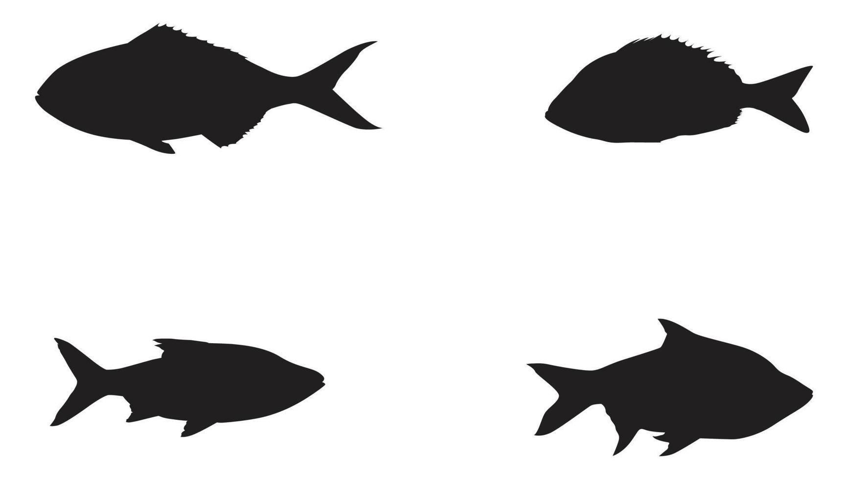 conjunto de siluetas negras de peces vector gratis