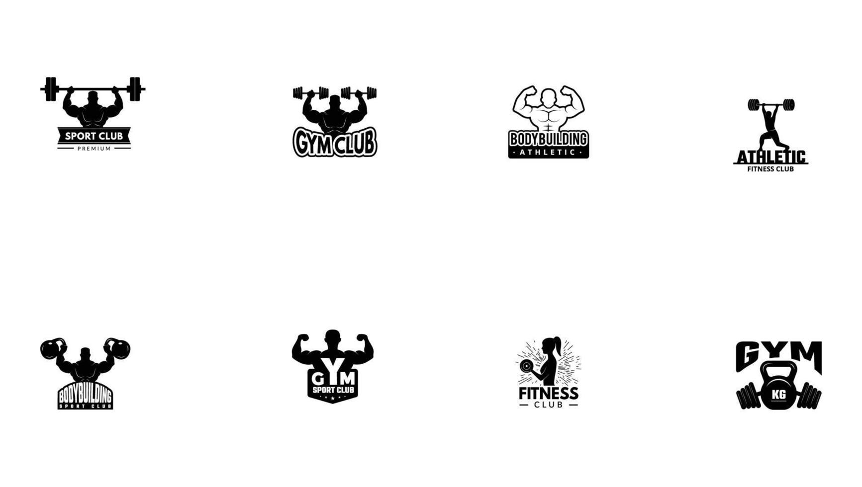 Badges sport. Fitness athletic gym logotypes vector Free Vector