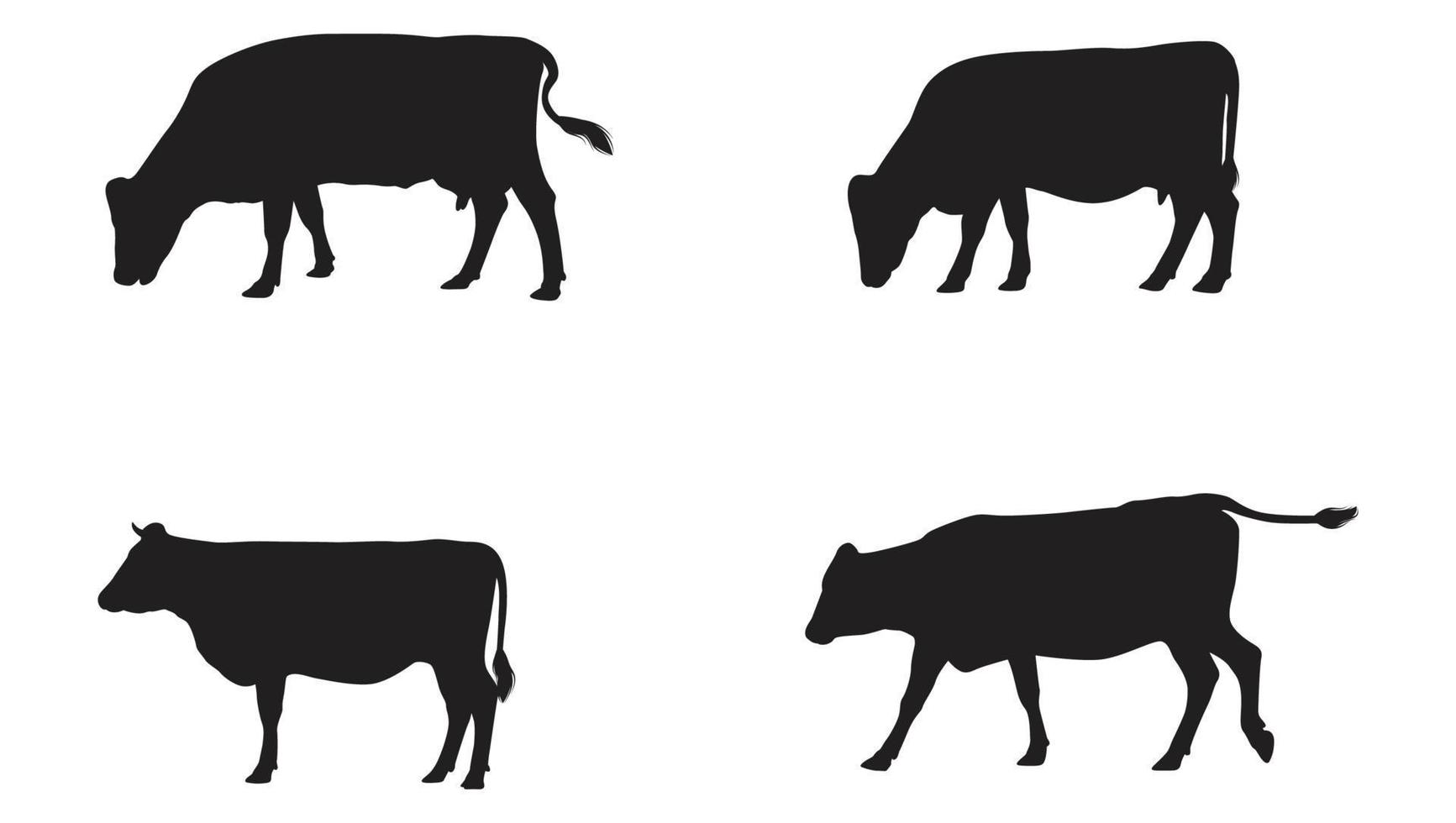 colección de silueta de vaca en diferentes poses vector gratis