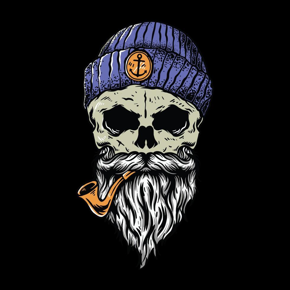 Skull beard illustration vector