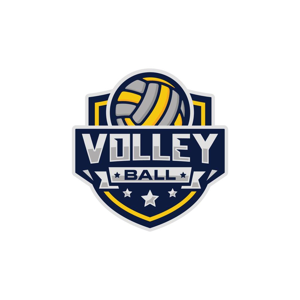 Ilustración de vector de diseño de logotipo de emblema de equipo de voleibol