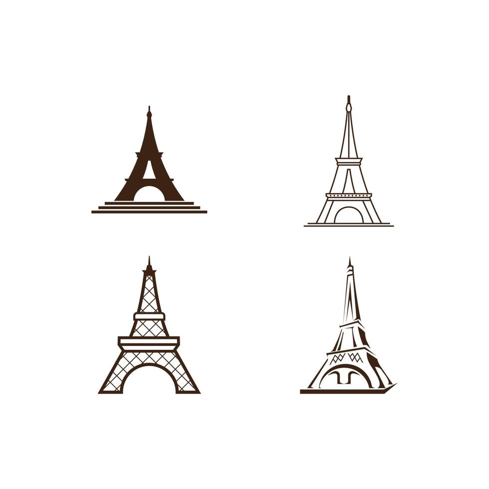 eiffel tower icon over white background, silhouette style, vector