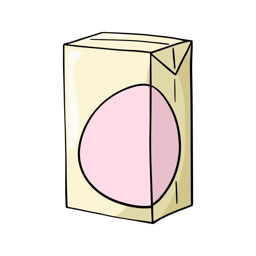 embalaje beige claro rectangular de leche, kéfir, espacio de copia, vector en estilo de dibujos animados sobre un fondo blanco
