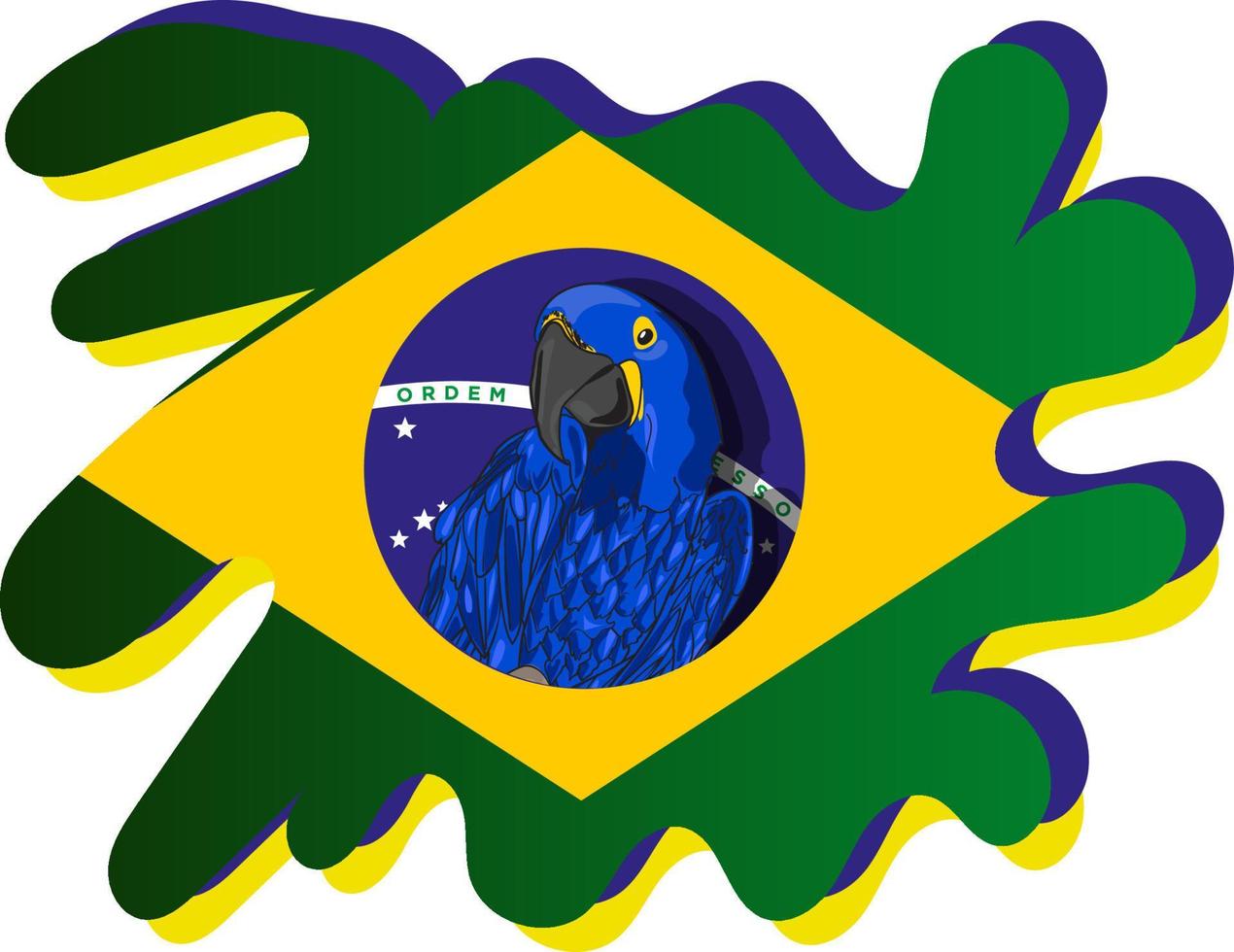 blue macaw in the center of the flag of Brazil vector