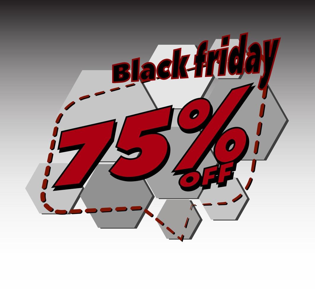 BLACK FRIDAY 75 PERCENT OFF PROMOTION TAG, SALES BANNER AND STOCK BURST vector