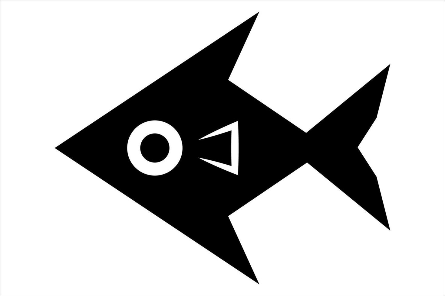 ilustración de peces en blanco y negro. icono de pescado abstracto monocromo aislado sobre fondo blanco. vector