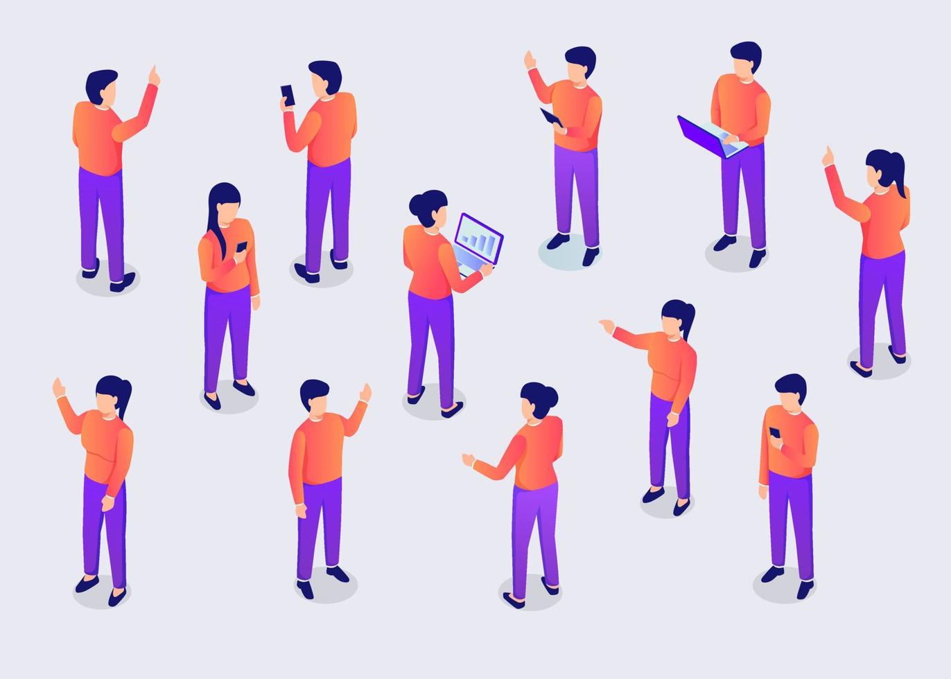 people business collection with various activity working with isometric modern flat style vector